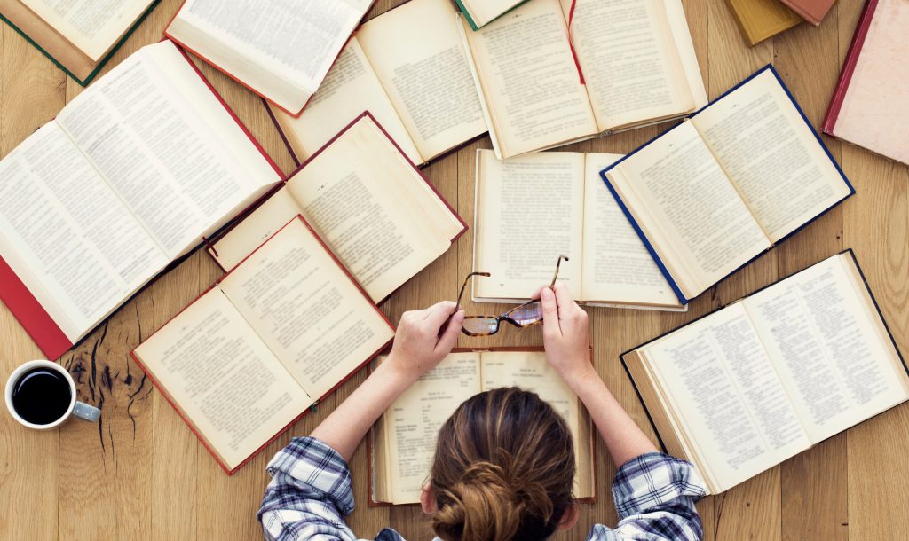 Student studying on the table